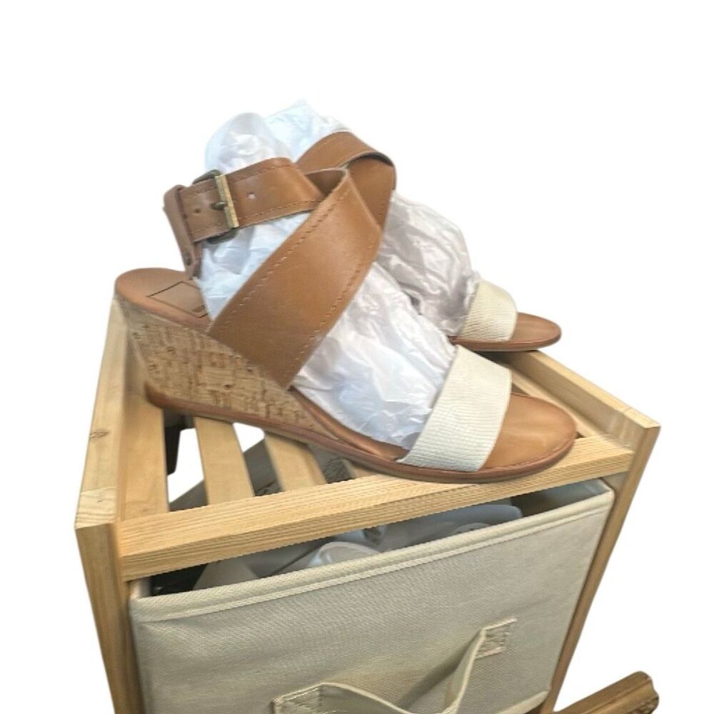 Dolce Vita Brown leather ankle strap cork wedge sandals 9